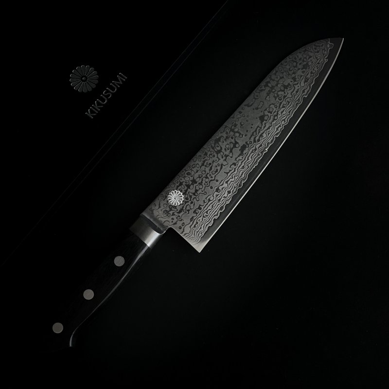 Kikusumi NATUR Sakura Santoku 厨师刀 日本G3钢抛光 16.5cm - 菜刀/刀架 - 不锈钢 银色