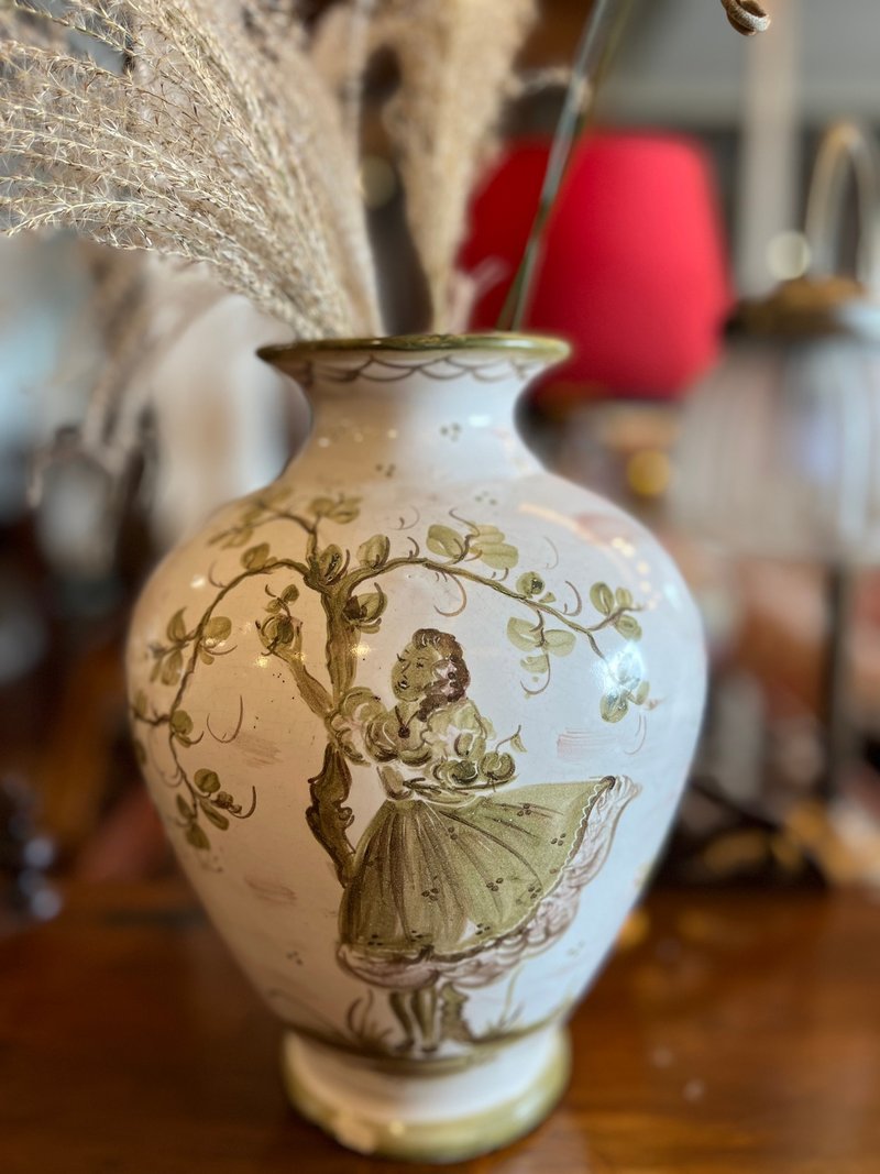 英国19世纪古董陶釉彩花器 - 花瓶/陶器 - 陶 白色