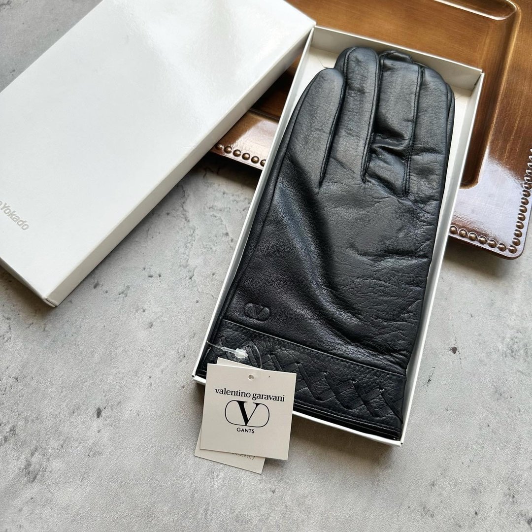 中古名牌 Valentino Garavani 黑色 牛皮 泼水 手套 保暖手套 - 手套 - 真皮 黑色
