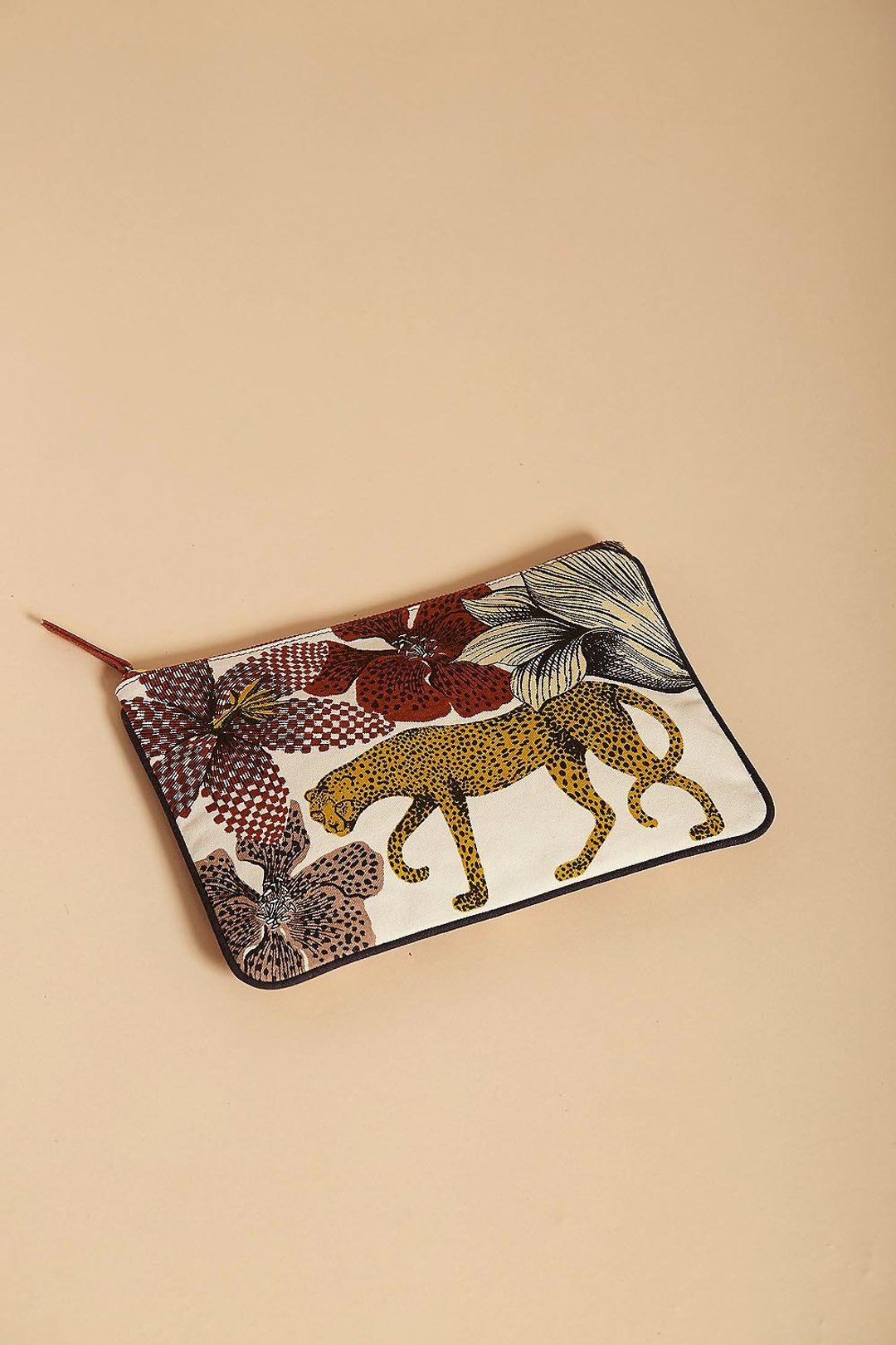 INOUI EDITIONS LEOPARD 纯棉手拿包 / SAFFRON - 手拿包 - 棉．麻 咖啡色
