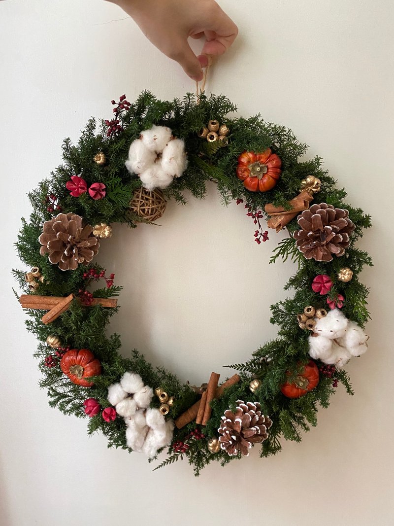 35厘米圣诞圈.永生圣诞圈.圣诞花圈.圣诞礼物.花圈.永生松 - 干燥花/捧花 - 植物．花 多色