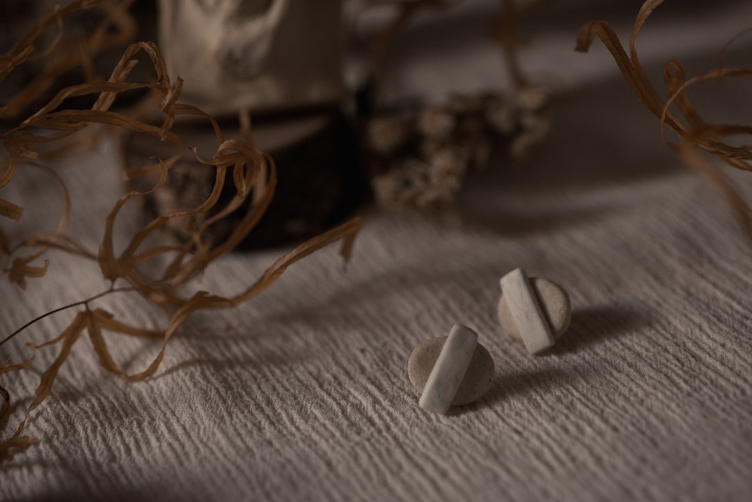 Tao│陶系列 - 时计 - 耳环/耳夹 - 陶 白色