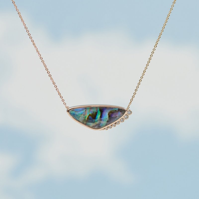 漫步镶钻项链I 鲍鱼贝 珍珠母贝 - 项链 - 贝壳 金色