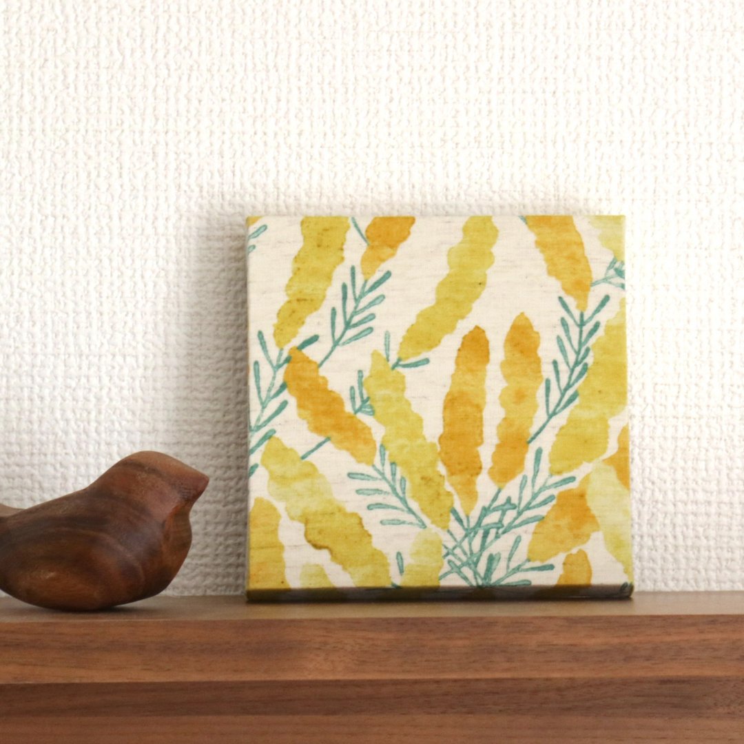 12x12cm Fabric Panel [Watercolor Mimosa] - 墙贴/壁贴 - 棉．麻 黄色