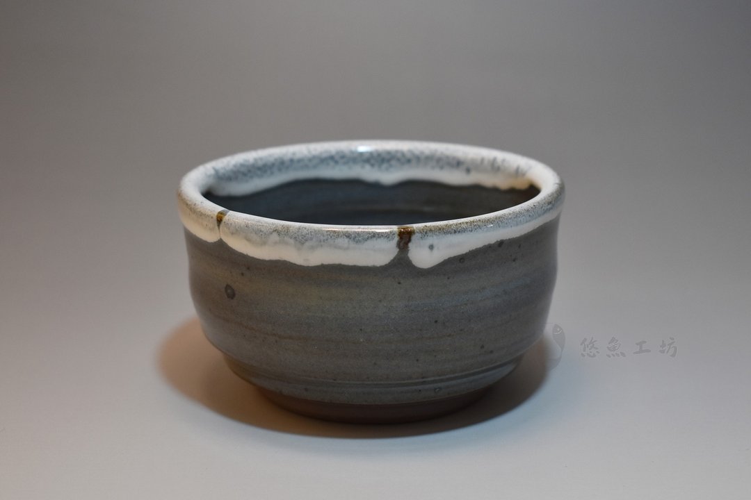 寂静蓝积雪抹茶碗 - 茶具/茶杯 - 陶 