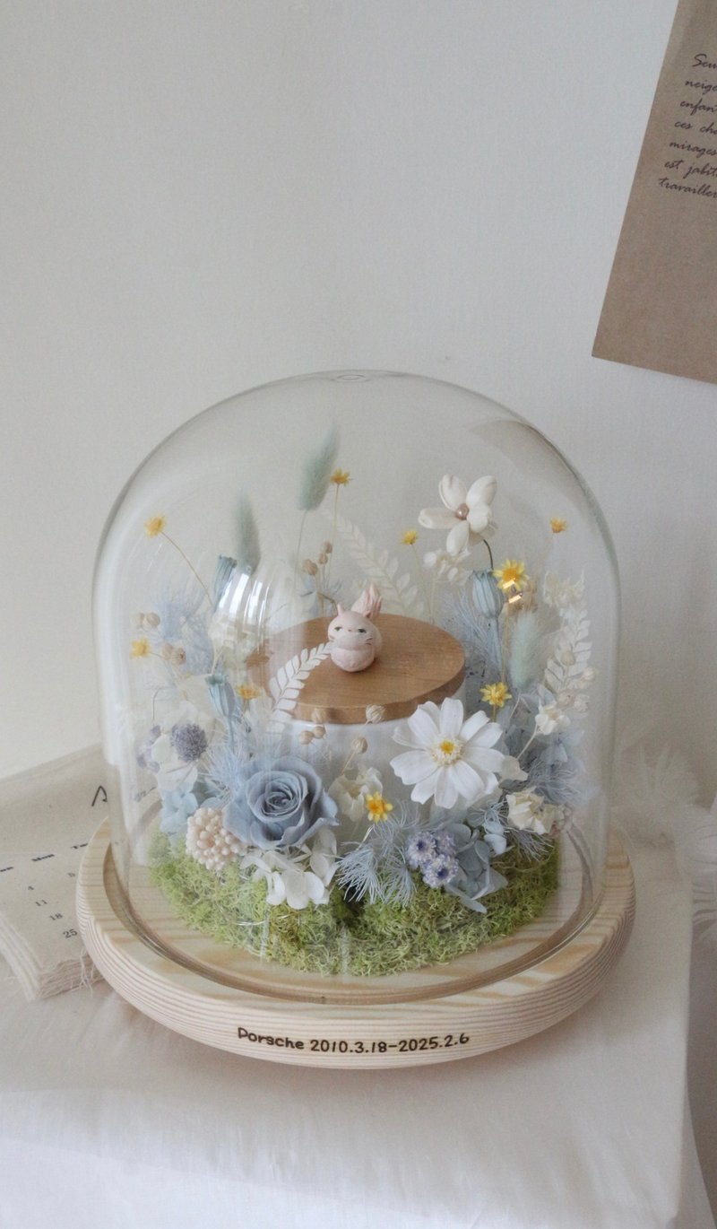 【设计款花盅】尺寸A正常款  定制化永生花 骨灰罐 宠物骨灰花盅 - 干燥花/捧花 - 玻璃 蓝色