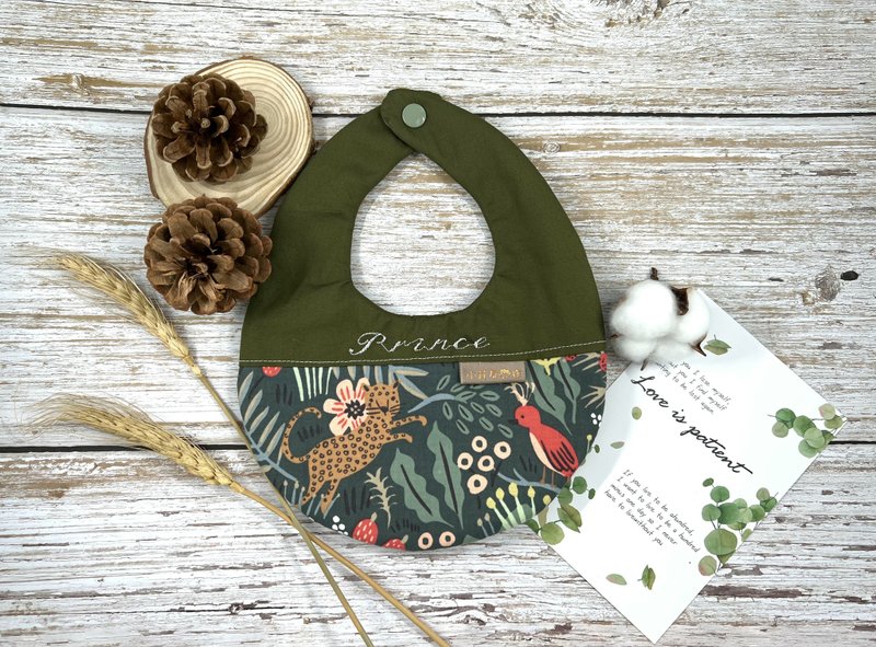 蛋蛋兜 六层纱围兜 绿丛林花豹 - 围嘴/口水巾 - 棉．麻 