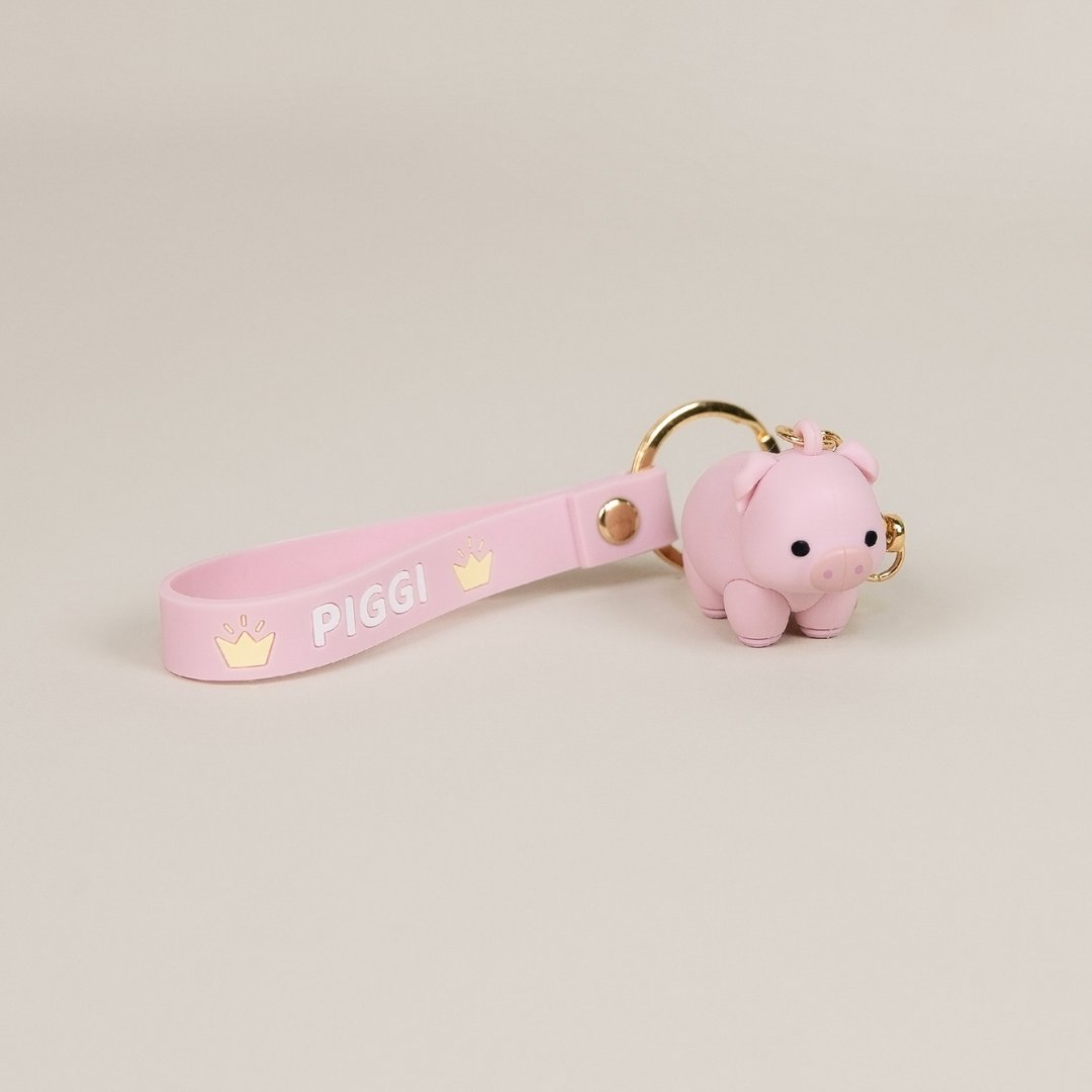 Bellzi | Piggi Figure Keychain 猪仔立体公仔吊饰 - 钥匙链/钥匙包 - 硅胶 粉红色