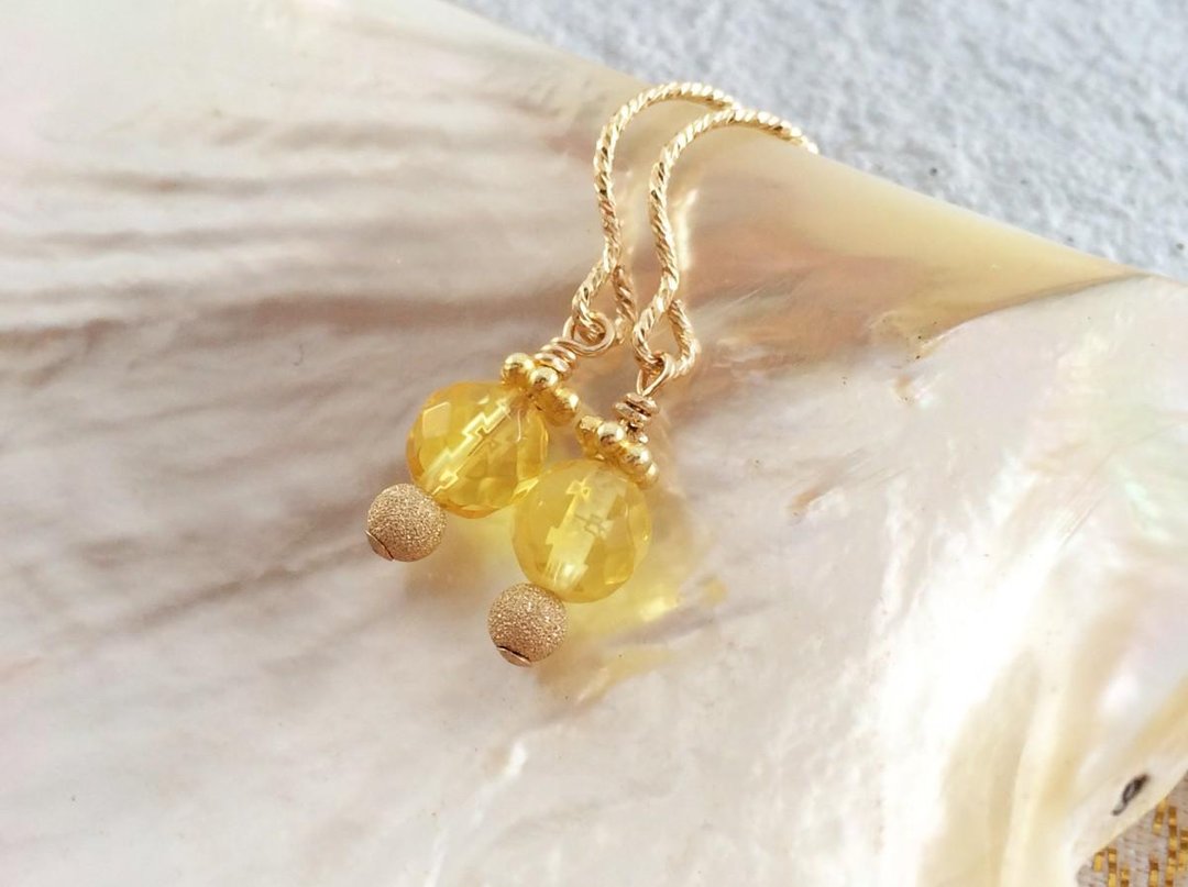 Baltic Amber K14GF Earrings / Clip-On - 耳环/耳夹 - 其他金属 