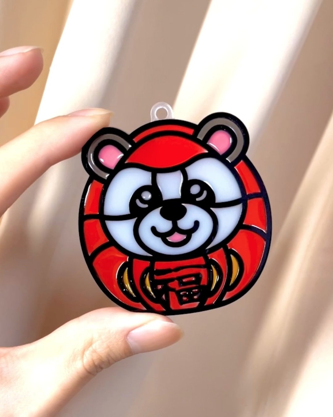 动物达摩 (熊猫) 招财挂饰 多色开运 手工彩绘 开运匙扣 - 摆饰 - 树脂 多色