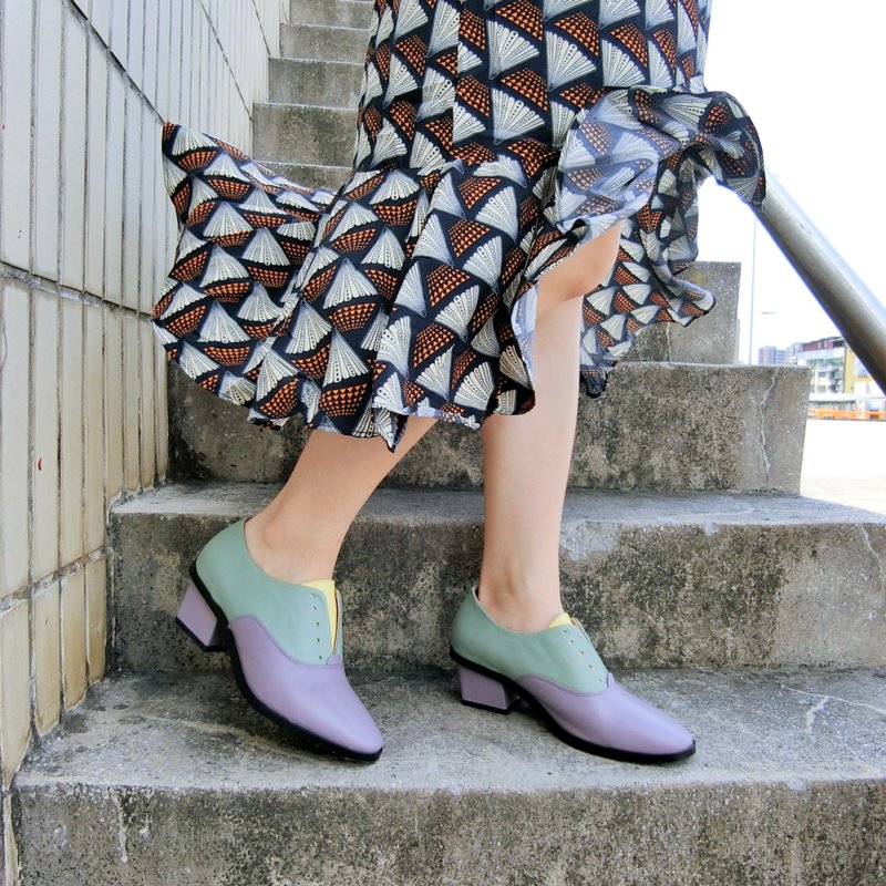 三色牛津真皮踝靴 ||漂浮大都会 绿绅士|| 8240 - 女款牛津鞋/乐福鞋 - 真皮 多色