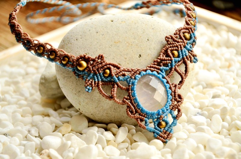 粉晶手制花边编织项链 - 项链 - 宝石 粉红色