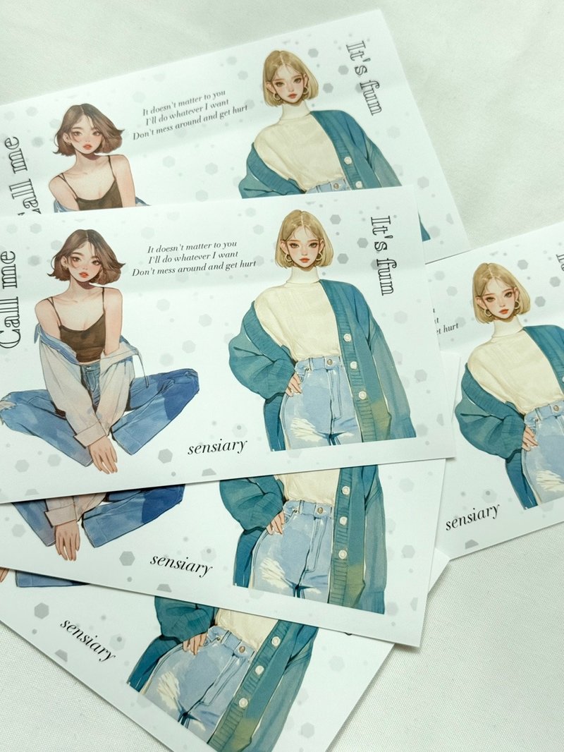 sensiary 气泡女孩贴纸 5张入 - 卡片/明信片 - 纸 