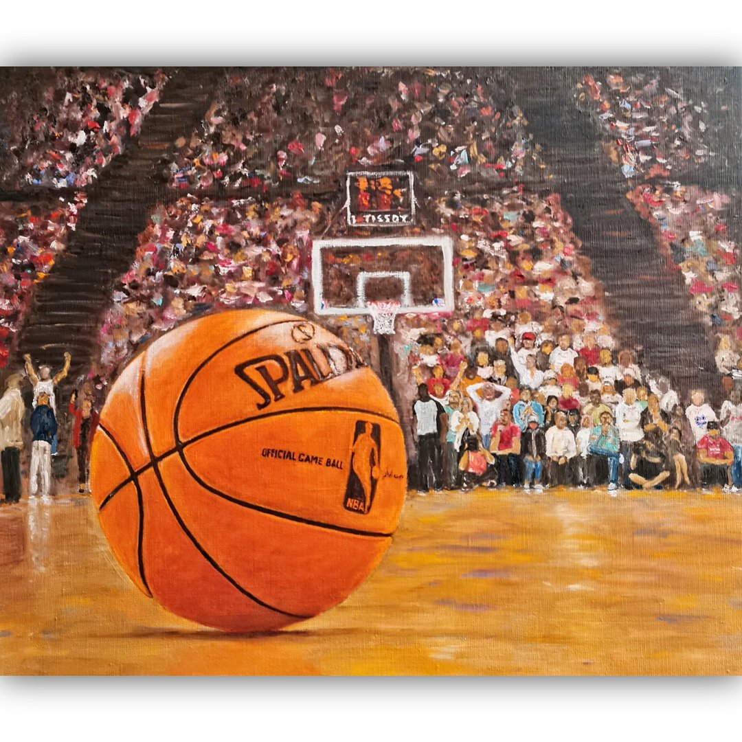Basketball Ball Painting /Sport Original Art /Basketball Wall Art/Sport Wall Art - 海报/装饰画/版画 - 棉 多色