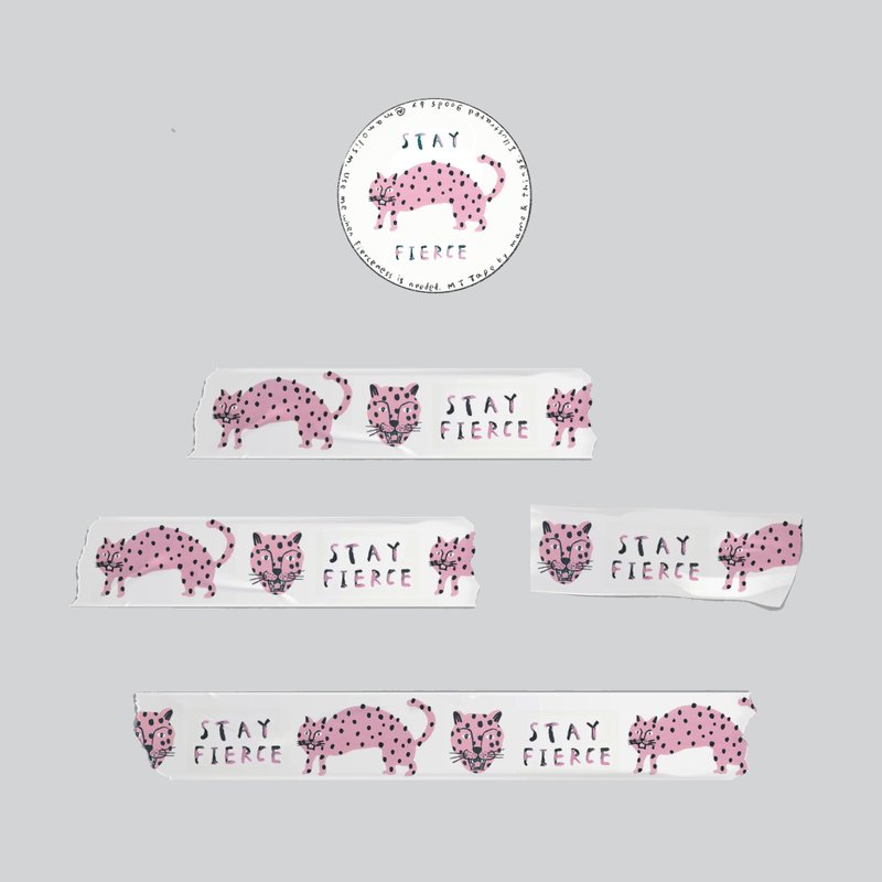 MT Tape - 白色小老虎猫款 - 纸胶带 - 纸 白色
