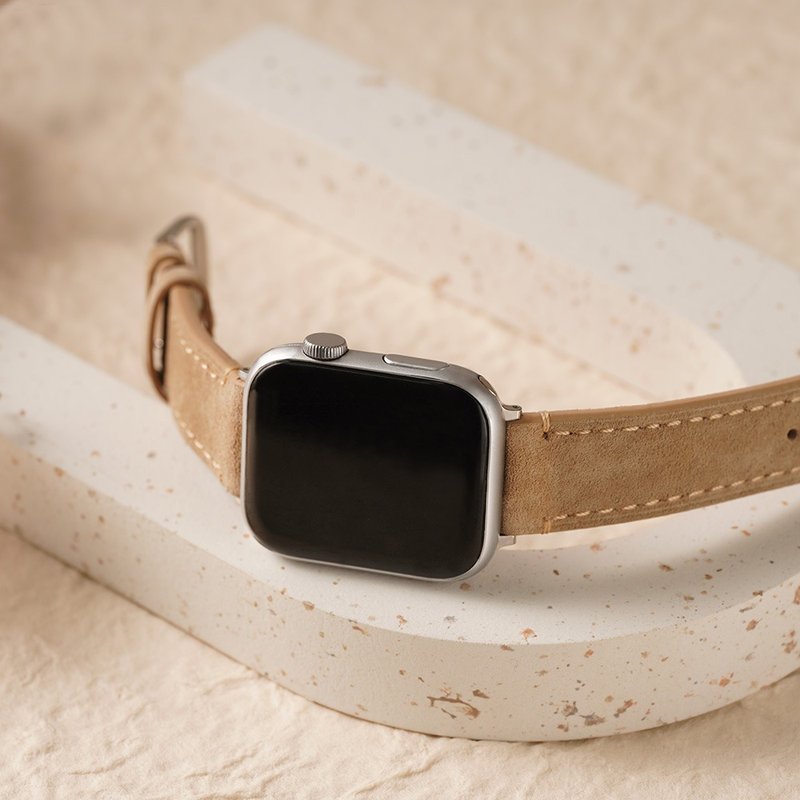 Apple watch - 【 海沙杏】 麂皮苹果表带 - 表带 - 真皮 卡其色