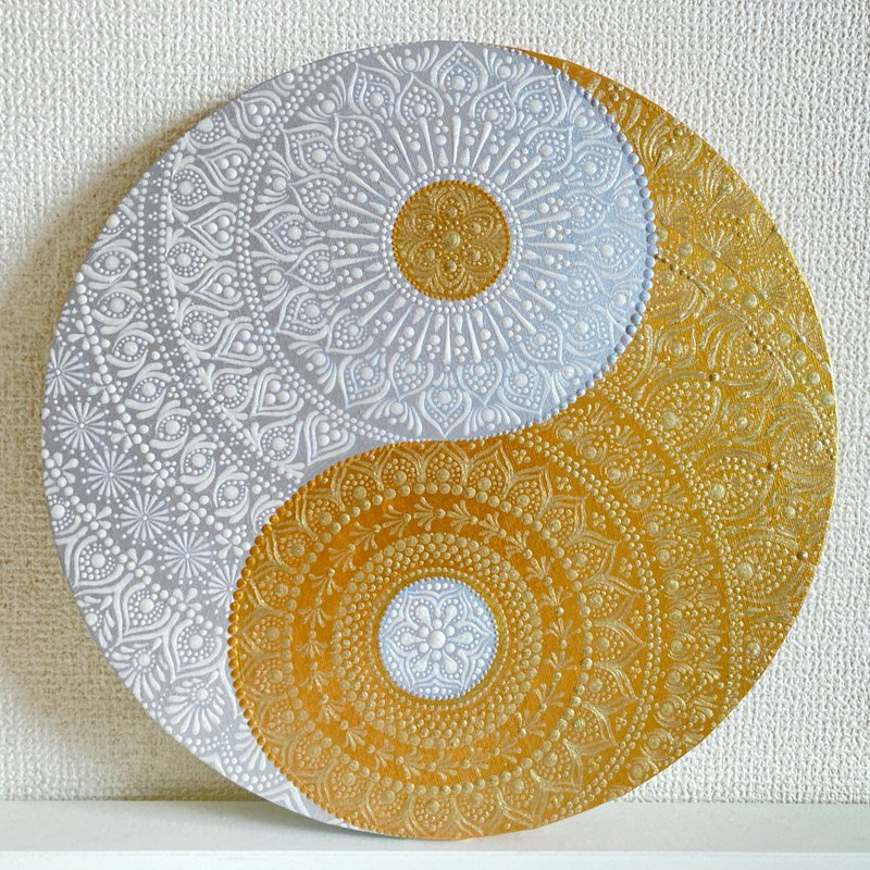 定制化阴阳太极金银曼陀罗30厘米 - 海报/装饰画/版画 - 棉 金色
