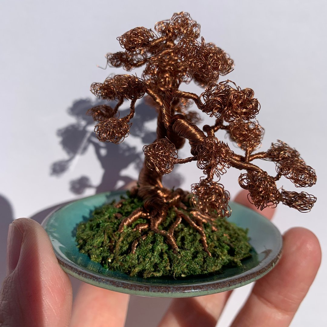 Pattern tree type wire bonsai - 摆饰 - 铜/黄铜 咖啡色