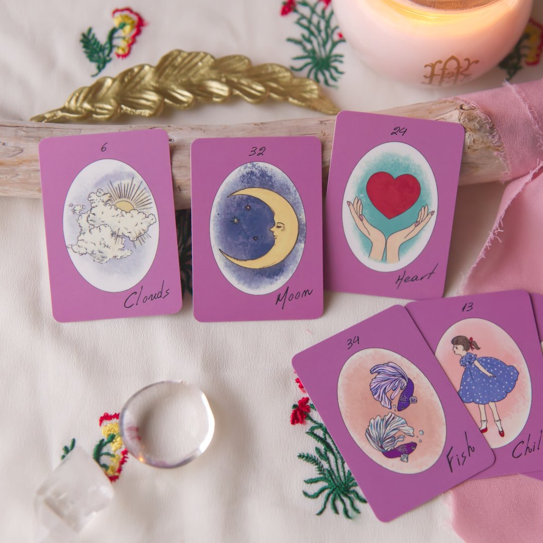 丝带 Lenormand 卡牌 – 迷你尺寸　36 张 - 卡片/明信片 - 纸 粉红色