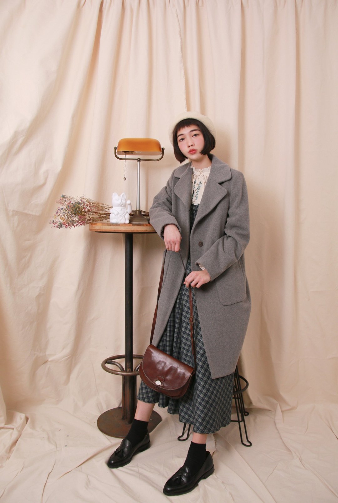 Back to Green:: 羊毛大衣 SISLEY 大象灰 vintage overcoat - 女装休闲/机能外套 - 羊毛 