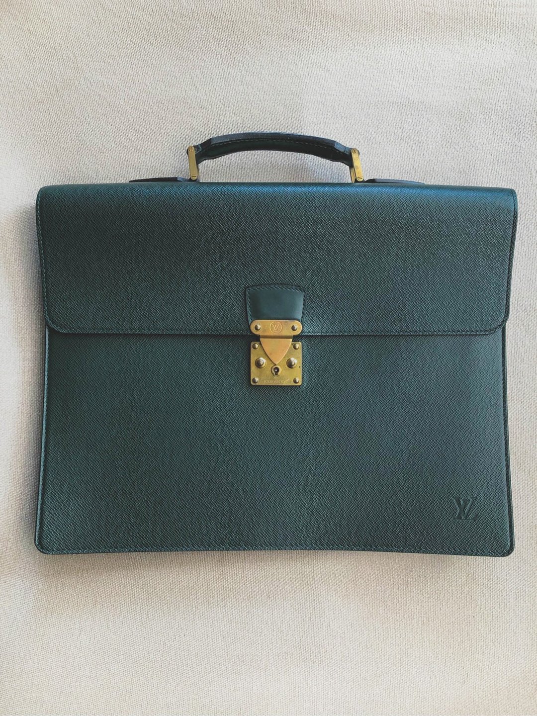 VINTAGE LV皮革公文包 / 手提包 / LOUIS VUITTON / 经典荔枝皮纹 - 公文包/医生包 - 真皮 绿色