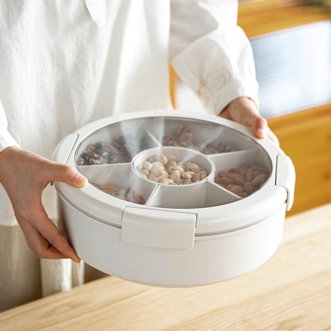 日本霜山 ABS旋转式6格干果盘/零食盘(附盖)-多色可选 - 其他 - 塑料 多色