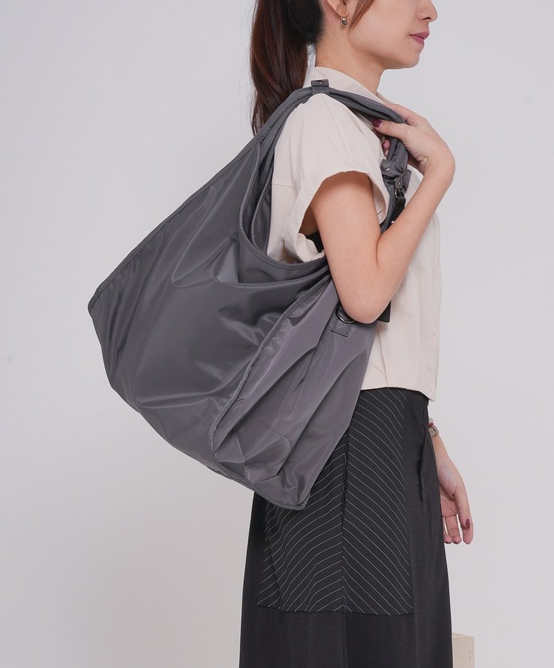 解构设计中性简约运动休闲肩侧背包 灰 - 手提包/手提袋 - 其他人造纤维 灰色