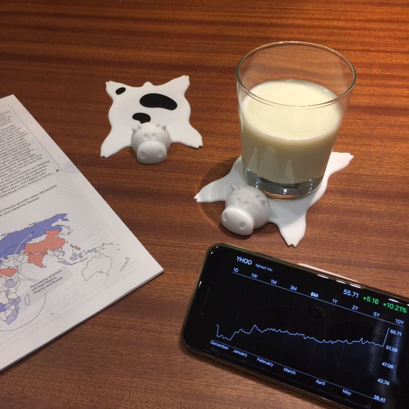 小牛 - 杯垫组合 1组2个 │ 隔热 / 防滑 / 茶壶垫 - 杯垫 - 塑料 白色