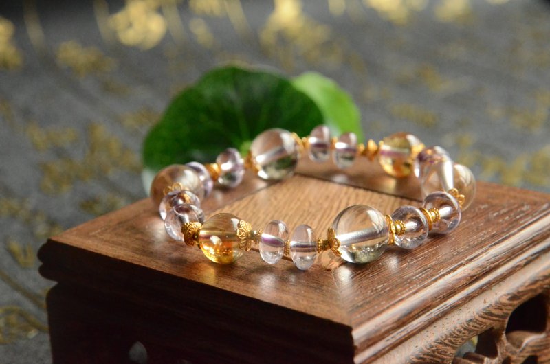 【初雪】天然玻利维亚淡紫水晶白水晶黄水晶手串手链 - 手链/手环 - 水晶 