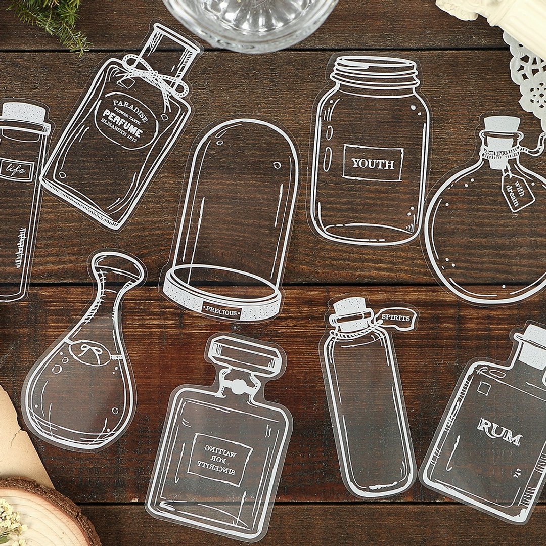Infeel.Me暖空 PET白墨贴纸 【玻璃器皿系列】异形透明 手帐贴纸 - 贴纸 - 纸 多色