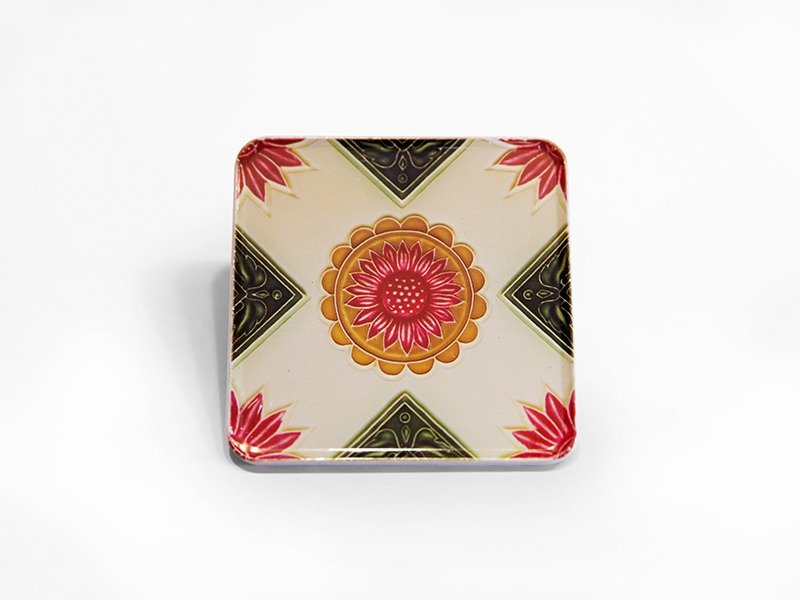 交叉菊  台湾印象【老花砖磁铁杯垫】 - 冰箱贴/磁贴 - 其他金属 橘色