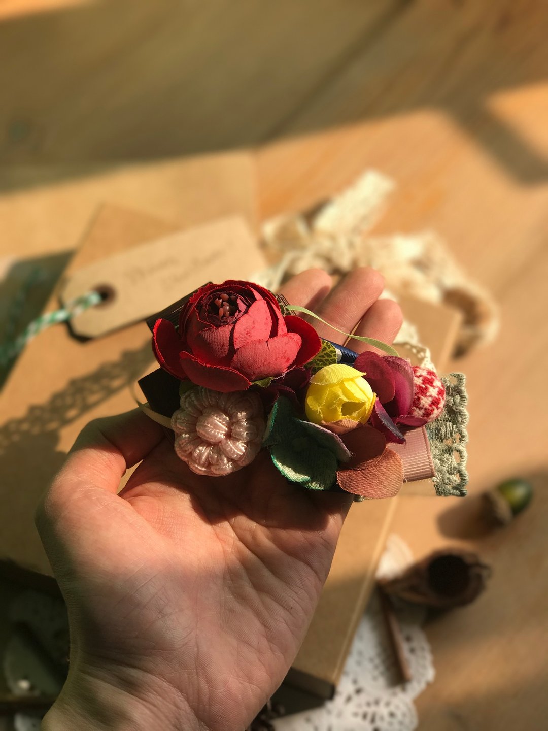 Break and Holiday 。少女森林系手工花。项链。红色S - 项链 - 其他材质 