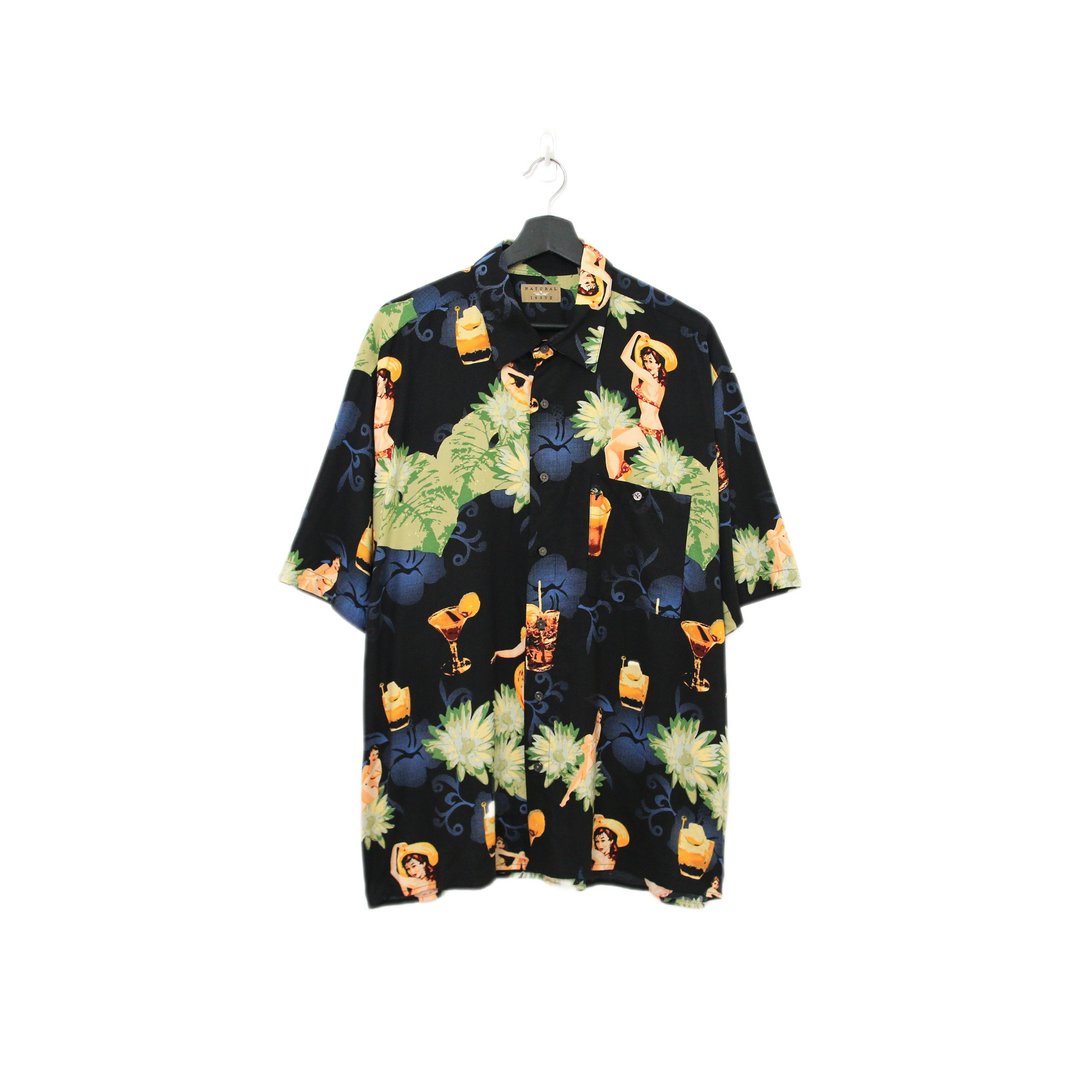Back to Green-短袖花衬衫 调酒 女郎野花ss-48//vintage shirt - 男装衬衫 - 棉 