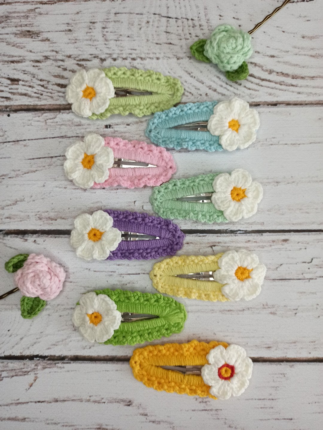 Hair clips with flowers, hairpin for girl,decoration for hair,price for 1 piece - 婴儿饰品 - 棉 多色