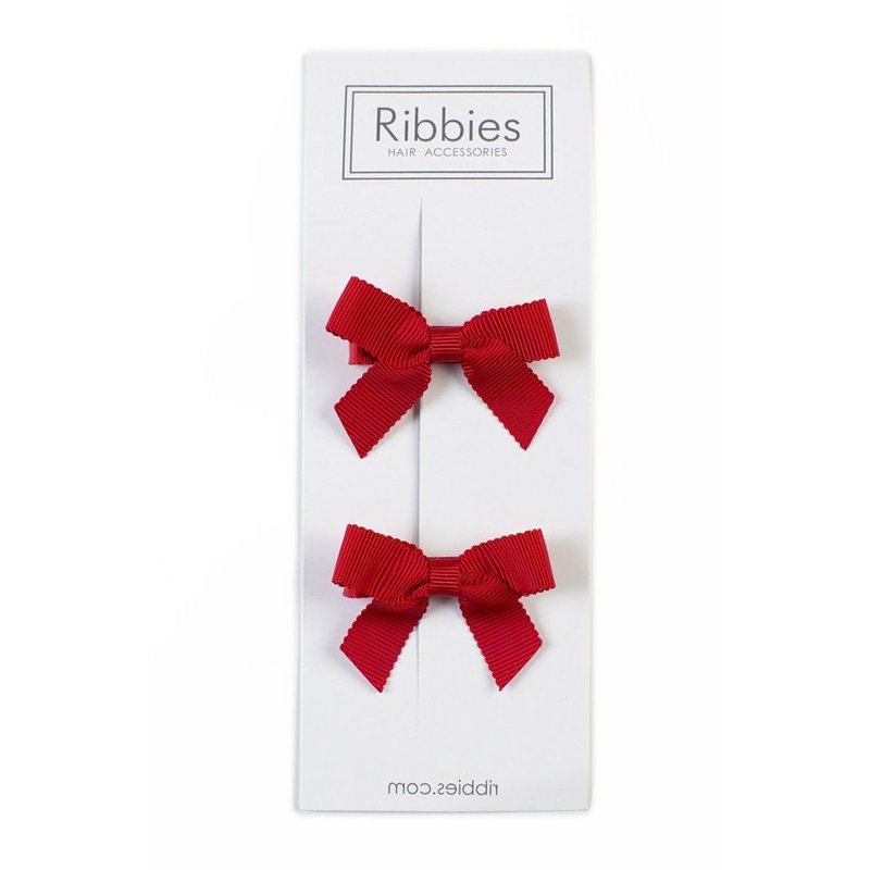 英国Ribbies 经典蝴蝶结2入组-红色(注意此颜色开口皆在右侧) - 发饰 - 聚酯纤维 