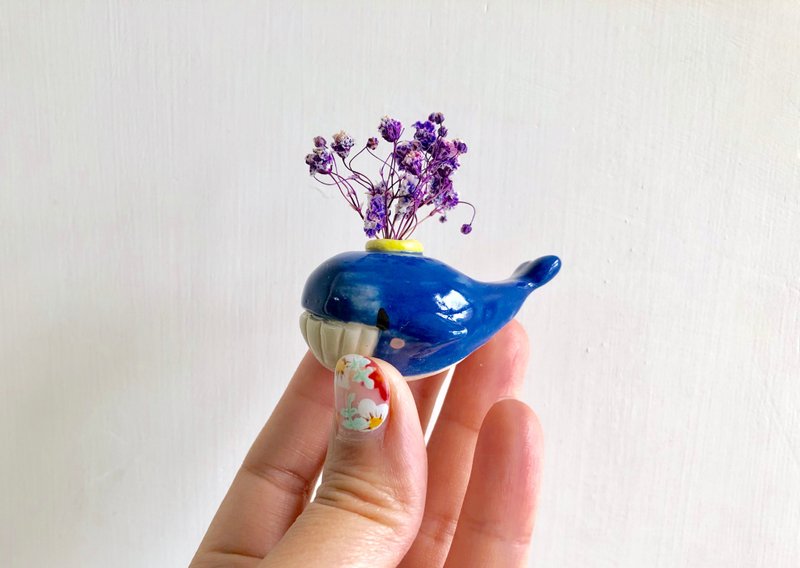 小鲸鱼迷你花瓶 - 花瓶/陶器 - 陶 蓝色