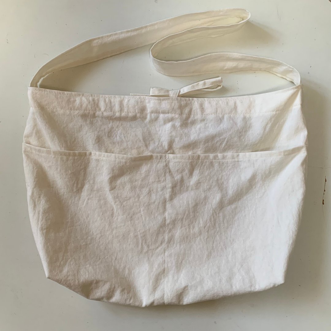 (ivory) half linen shoulder bag - 侧背包/斜挎包 - 棉．麻 