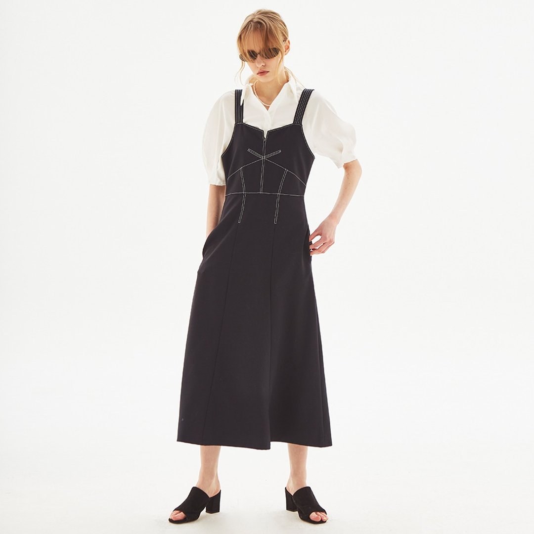 Pinkoi Limited (LINE) Stitched Bustier Dress - 洋装/连衣裙 - 聚酯纤维 蓝色