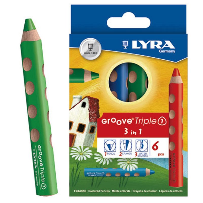 【德国LYRA】 Groove(3合1)胖胖三角洞洞笔(6色) - 插画/绘画/写字 - 木头 