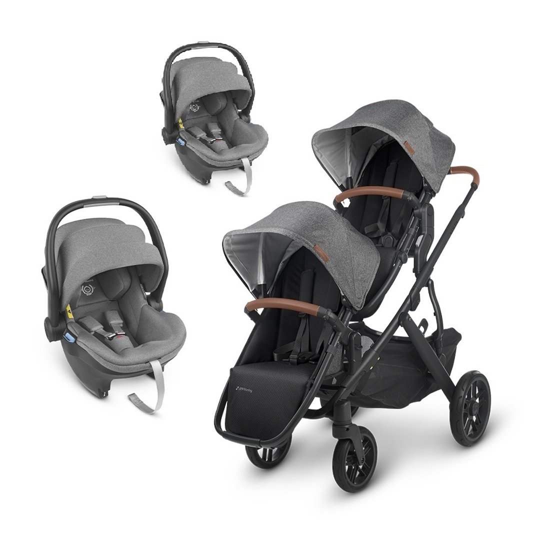 台湾宅配【UPPAbaby】【双宝推车提篮】VISTA V2黑灰+黑灰提篮*2 - 婴儿车/手推车 - 其他材质 灰色