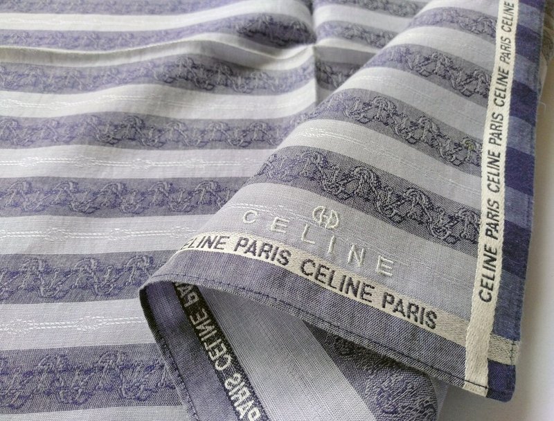 Celine 古董丝巾 - 手帕 - 船锚与邮轮 - Old Money 20 x 19 英寸 - 手帕/方巾 - 棉．麻 蓝色