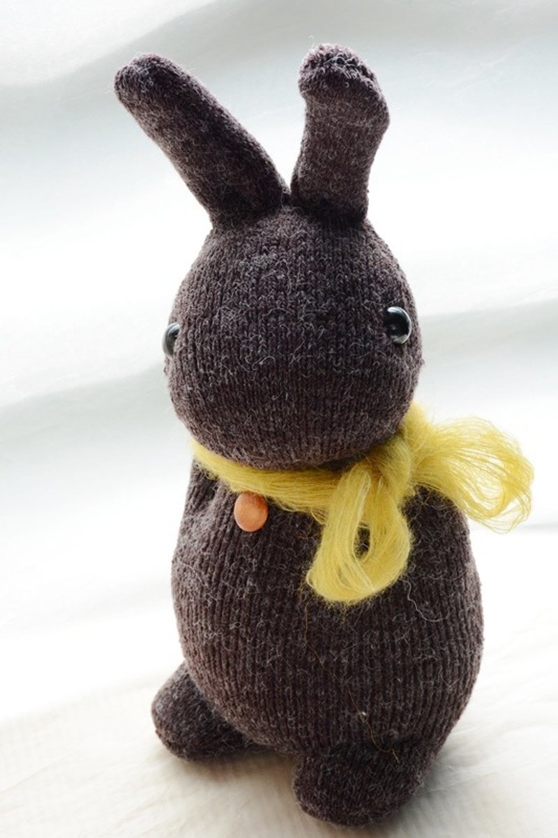 自然风手作袜子娃娃~咖啡多米兔~胖胖(Domy Rabbit) - 玩偶/公仔 - 棉 咖啡色