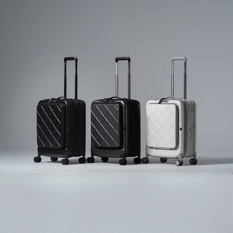 【BIGGER】20寸菱格纹前开折叠箱 (共三色) - 行李箱/行李箱保护套 - 塑料 
