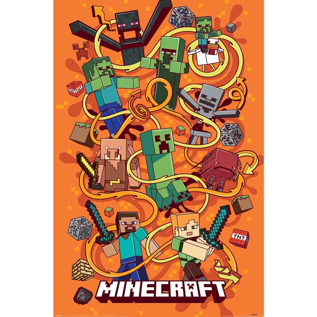 【Minecraft】麦块奇幻蒙太奇进口海报 - 海报/装饰画/版画 - 纸 橘色