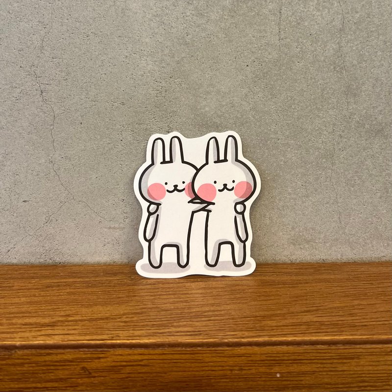 哈啰兔兔 | 全断贴纸::搭肩兔兔 - 贴纸 - 纸 白色