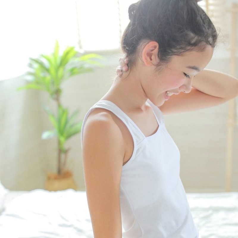 天丝凉感成长内衣(附可拆式胸垫) - 童装上衣 - 棉．麻 白色