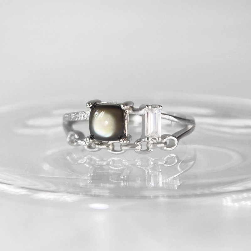 2件85折 | 黑贝母纯银戒指 (幻彩光泽 极地光芒) - 戒指 - 纯银 