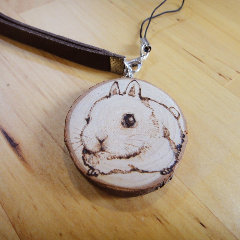 原木烙烧麂皮绳吊饰-订制款 - 其他 - 木头 咖啡色