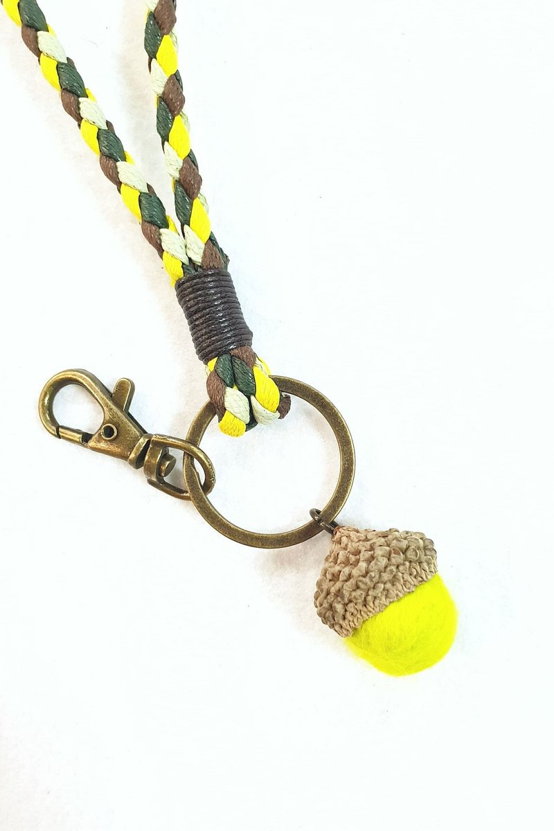 Paris*Le Bonheun。腊线编织钥匙圈证件套。柠檬黄 - 挂绳/吊绳 - 其他材质 黄色