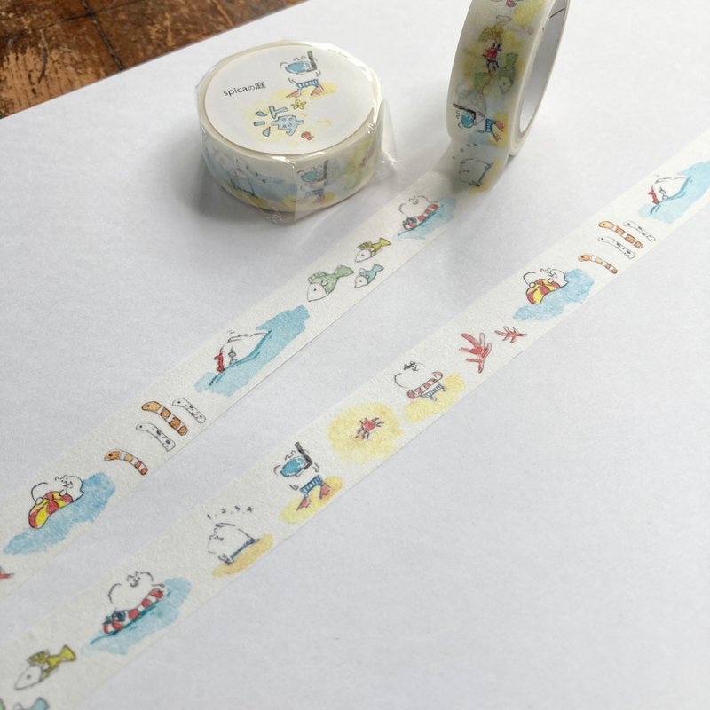 海 / muu 章 15mm × 7m 和纸胶带 - 纸胶带 - 纸 